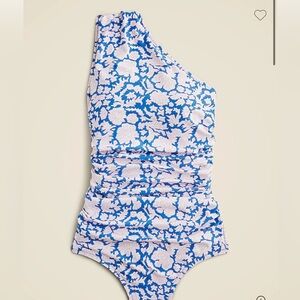 J Crew SZ Blockprints™ ruched one-shoulder one-piece swimsuit Nila print